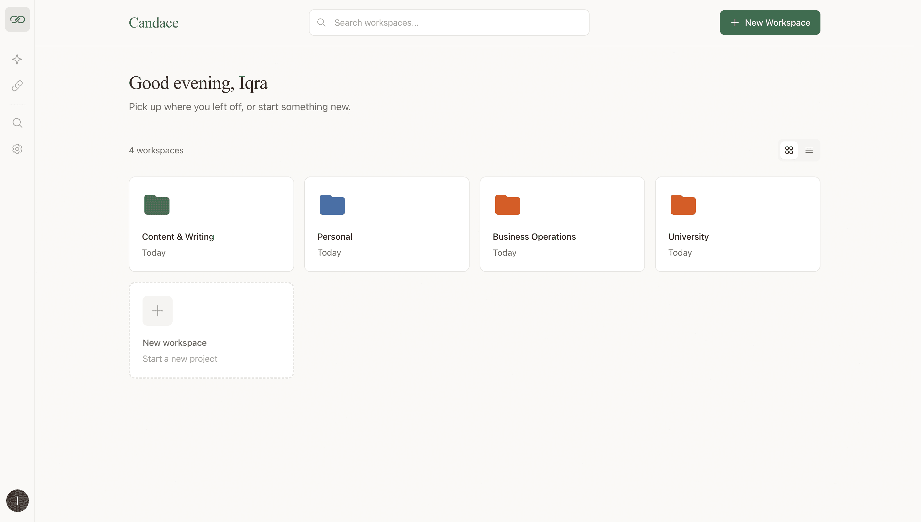 Organized workspaces